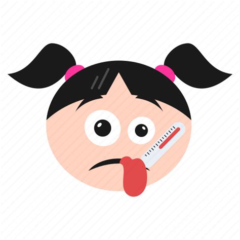 Emoji Fever Girl Ill Sick Thermometer Women Icon