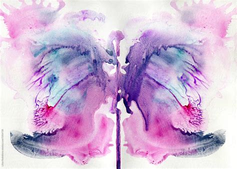 Abstract Butterfly Watercolor Violet Blue And Pink Illustration