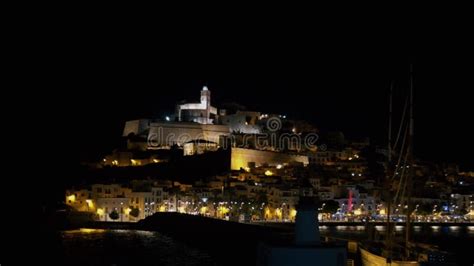 Dalt Vila Ibiza Castle At Night Stock Footage Video Of Fort Ship