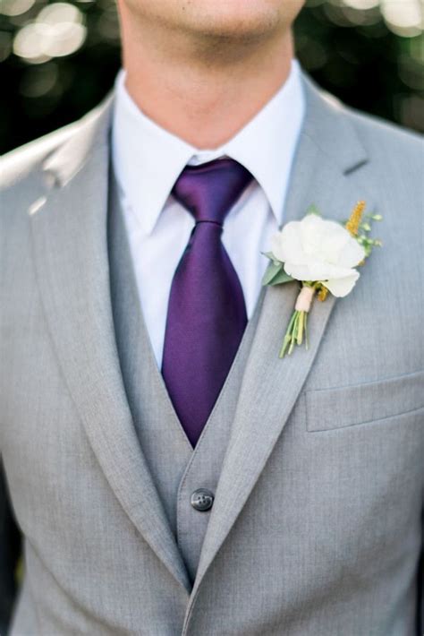 Purple Tie With Light Grey Suit Groomoutfit Groom Outfit Purple