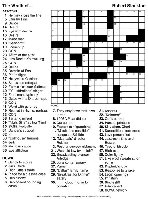The goal of our worksheet is to fill the white squares with letters, creating words or phrases, with solving clues which guide to the answers. Free Easy Printable Crossword Puzzles For Adults | Printable Crossword Puzzles