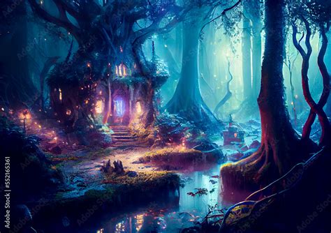 Elven City In The Forest Elf Magic Forest Mysterious Fairytale