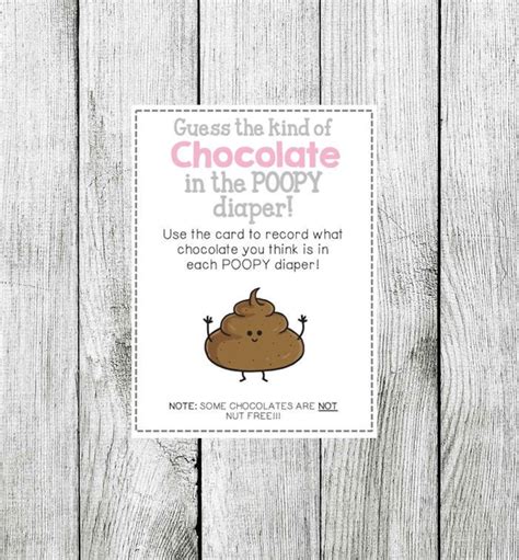 Guess The Chocolate In The Poopy Diaper Baby Shower Game Etsy
