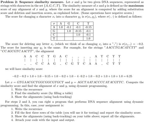 Solved Problem 2 Sequence Similarity Measure Let 3 And Y Chegg