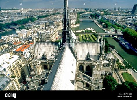 Paris France Cityscape Overview From Notre Dame Cathedral Looking