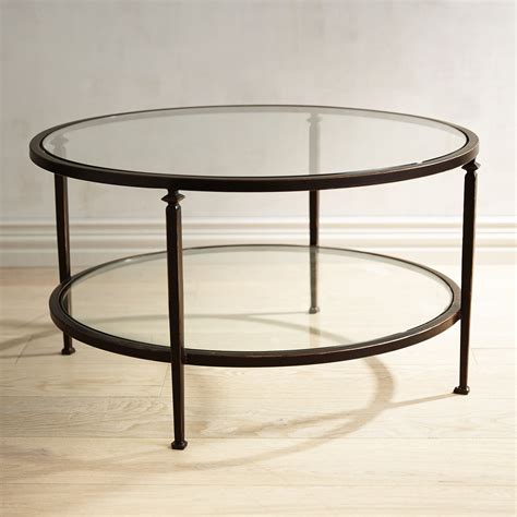Modern round glass coffee table with/legs living room furniture golden brand new. Our Lincoln Round Coffee Table has a slender, bronze ...