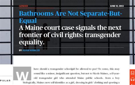 New Republic Contributor Compares Sex Segregated Bathrooms To Jim Crow Racial Segregation