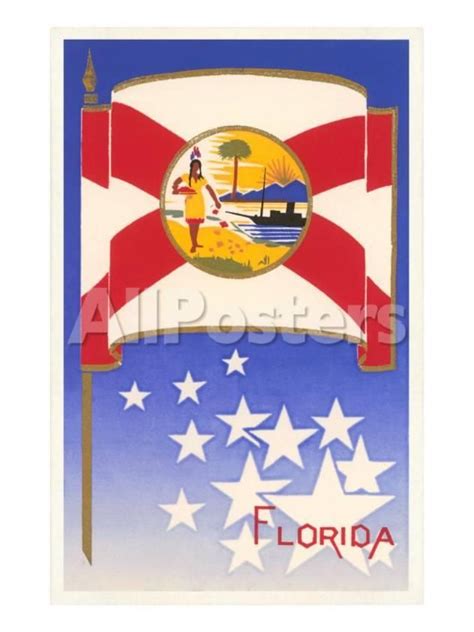 Flag Of Florida Travel Art Print 46 X 61 Cm Florida Flag Florida