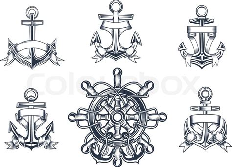 Then i look up the source code in my anchor page and i saw the… Vintage marine and nautical icons with ships anchors with ...