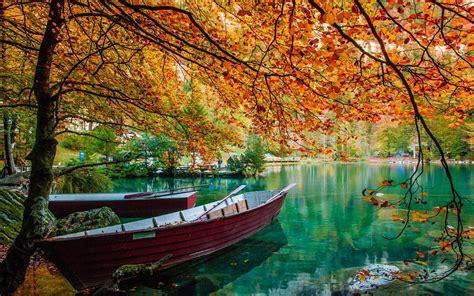 Maybe you would like to learn more about one of these? Wallpaper : 2100x1315 px, boat, fall, green, lake, landscape, leaves, nature, trees, water ...