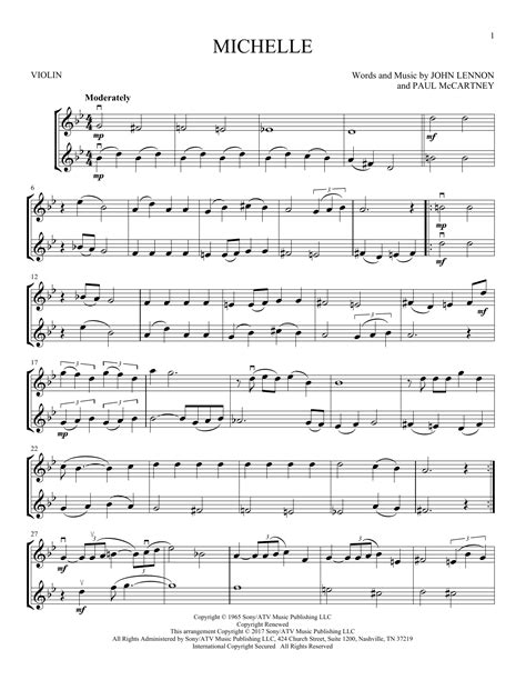 The Beatles Michelle Sheet Music Notes Download Printable Pdf Score