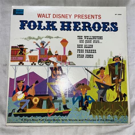 Walt Disney Presents Folk Heroes Lp Disneyland St 3921 1963 Press W