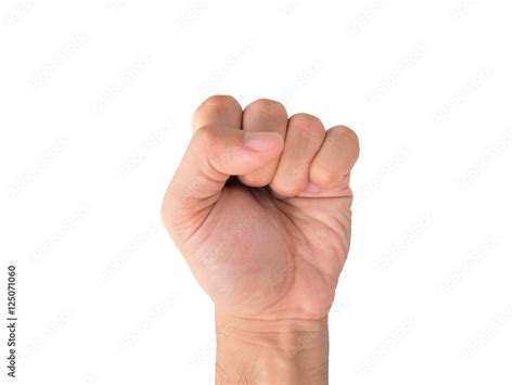 Male Hand Gesture In A Fist Shape Isolated On The White Backgrou Foto