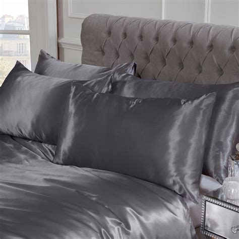 Sienna Satin Silk Duvet Cover With Pillowcases Bedding Set Blush Pink Silver Ebay