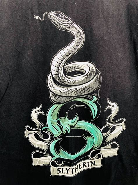 Harry Potter Slytherin Crest Snake Logo T Shirt Black Gem