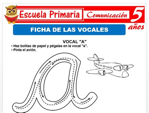 Fichas De Las Vocales Para Niños De 5 Años Escuela Primaria