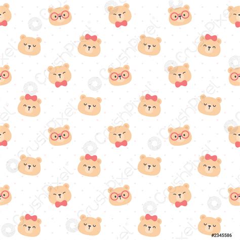 Cute Teddy Bear Seamless Pattern Background Stock Vector 2345586