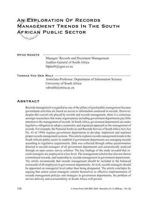 Pdf An Exploration Of Records Management Trends In The South African