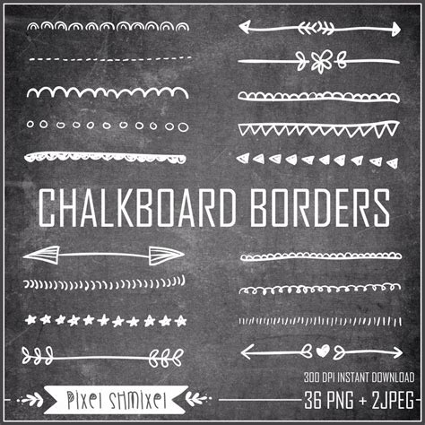 Chalkboard Borders Clipart Hand Drawn Border By Pixelshmixel Letras