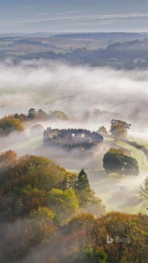 Autumn Mist Above Restormel Castle In Cornwall England Amazing