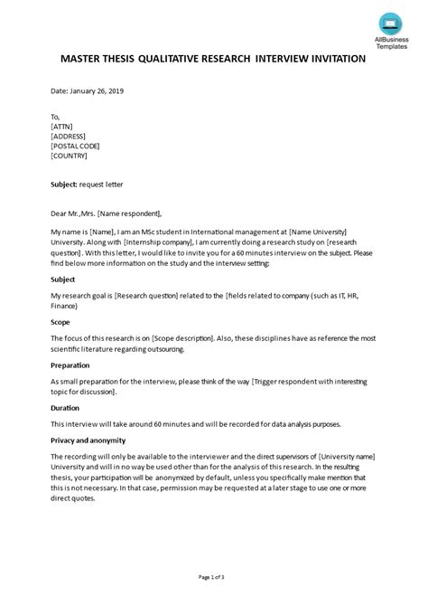Responding to an interview scheduling request email. Interview Request Masterthesis | Templates at ...
