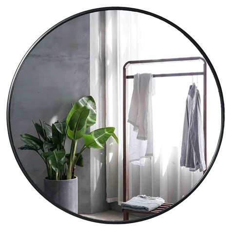 Buy Large Round Mirror 48 Inchoversized Round Wall Mirror Modern Black Mirror Big Circle Mirror