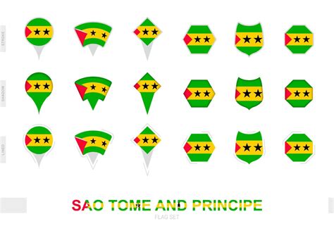 Collection Du Drapeau De Sao Tomé Et Principe Sous Différentes Formes