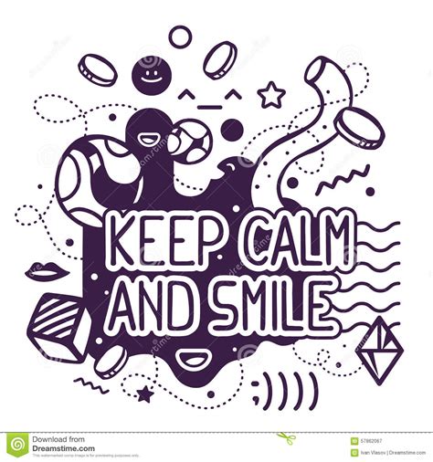 Vector Illustration Of Black And White Keep Calm And Smile