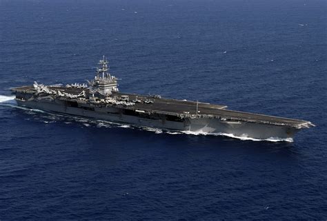 The Aircraft Carrier Uss Enterprise Cvn Cruises Underway In The Atlantic Ocean With Her