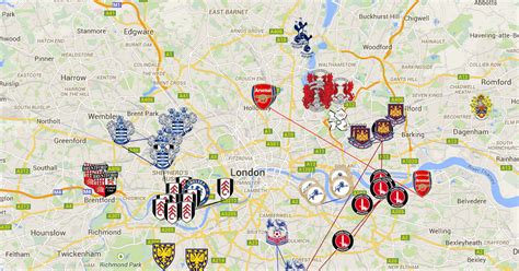 Map Of London Premier League Football Clubs
