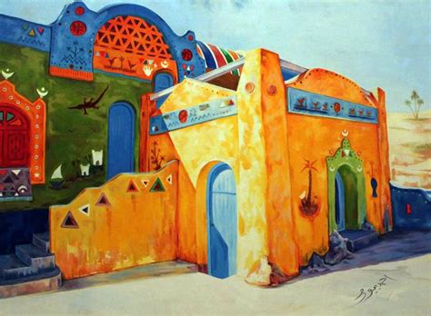 Egyptian Nubian House Painting By Ahmed Bayomi Saatchi Art
