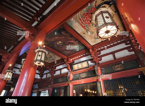 Japan Tokyo Asakusa Interior Of Asakusa Kannon Temple Stock Photo