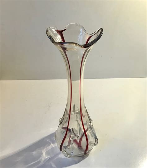 Large Art Nouveau Glass Vase With Cherry Threading 1910s For Sale At Pamono