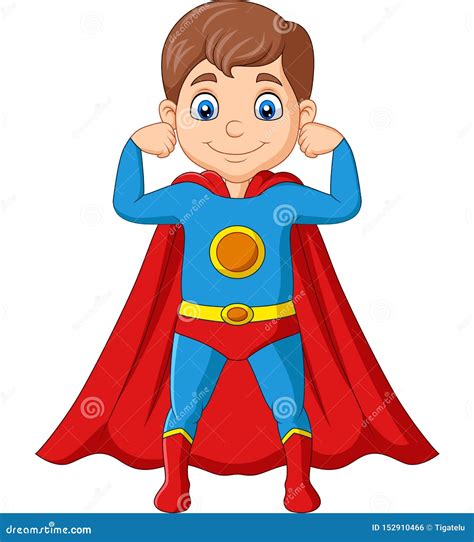 Cartoon Happy Superhero Boy Posing Stock Vector Illustration Of Sign