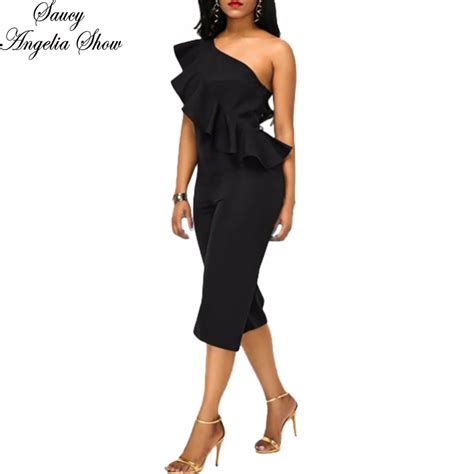 Buy Saucy Angelia Rompers Womens Jumpsuit Sexy Irregula One Shoulder Strap