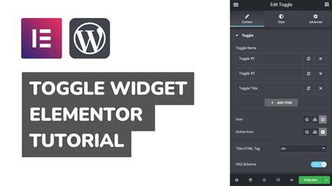 How To Use Toggle Widget In Elementor Wordpress Plugin Free Youtube