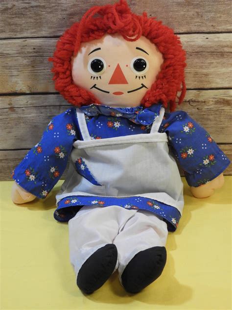 Vintage Raggedy Ann Toy Doll Playskool Collectible Toy Red Blue White