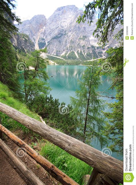 Lakes Braies Stock Photo Image Of Park Trentino Trail 53085686