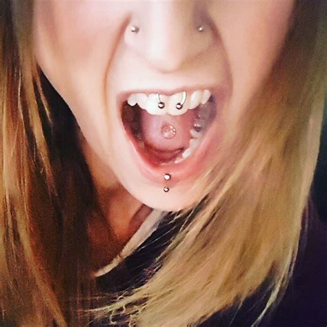 Double Nose Piercing Smiley Tongue Vertical Labret 💗 Lip Piercing