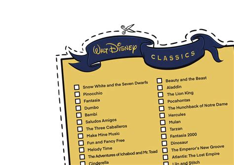 Digital Disney Classics To Watch List Digital Download Etsy