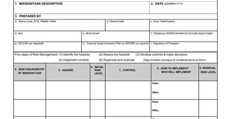 Army Form Risk ≡ Fill Out Printable Pdf Forms Online