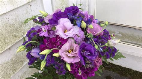 Clutch Bouquet Of Purple And Lavender Lisianthus Purple Stock And