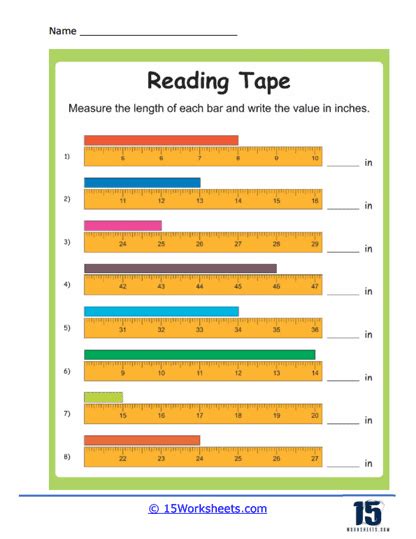 Reading Tape Measures Worksheets 15