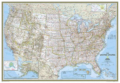 Buy Map United States Classic Enlarged And Laminated By National