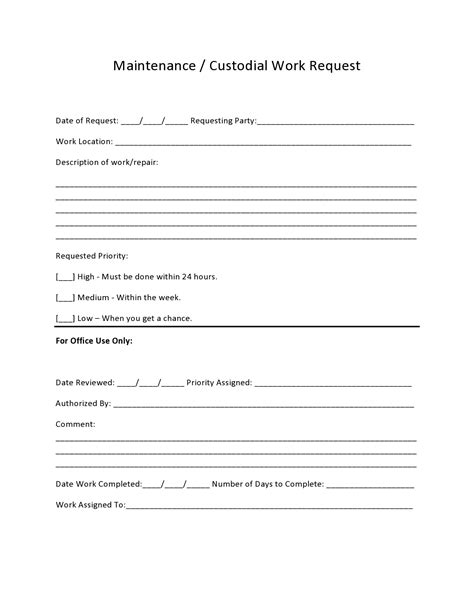 Free Printable Maintenance Work Order Forms Projectopenletter Com