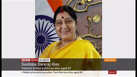 Sushma Swaraj Passes Away 1952 2019 India Bbc News 7th August