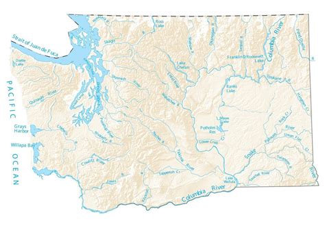 Washington Lakes And Rivers Map Gis Geography
