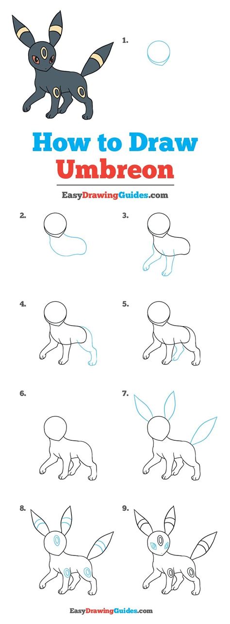 Learn How To Draw Umbreon Pokemon Easy Step By Step Drawing Tutorial