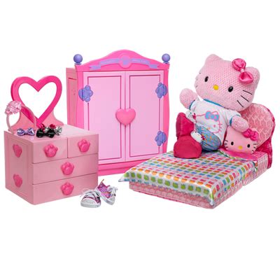 Dresser and bedside table are elements with spacious storage drawers. hello kitty furniture at build a bear | Hello Kitty ...