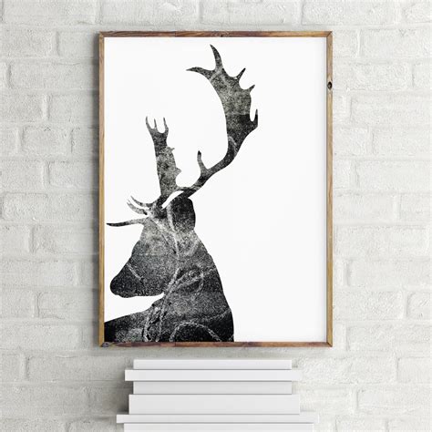 Illustration Poster Deer Deer Picture Print Din Etsy